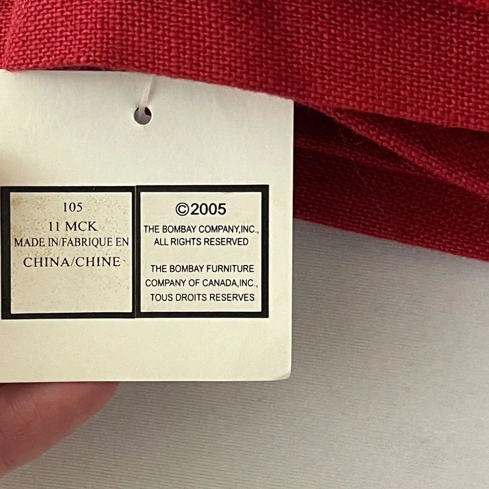 Bombay Bath 100% Linen Shower Curtain Panel Red Grommets VTG‎